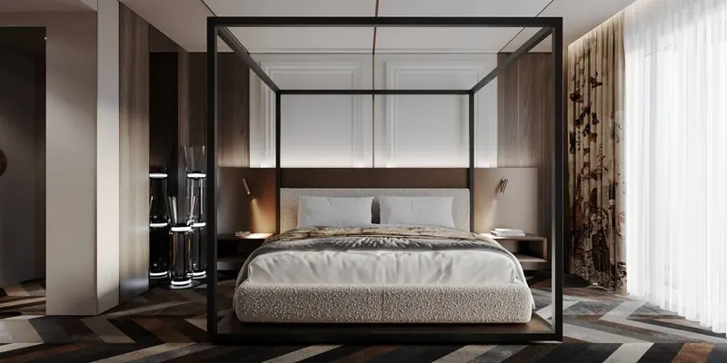 Bedroom with wall panels